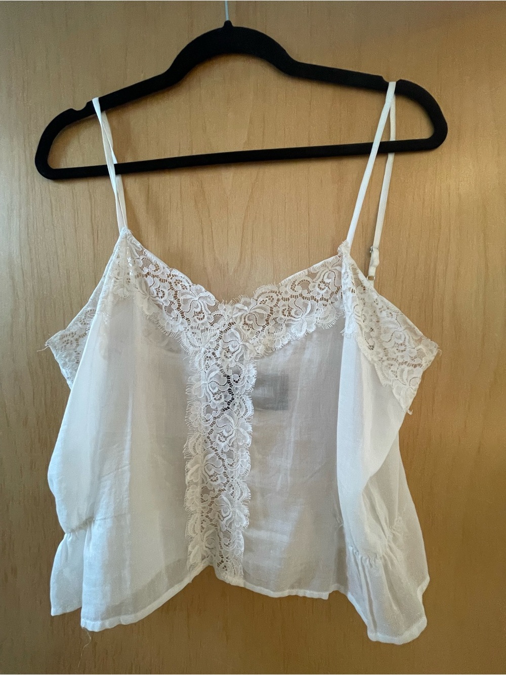 Reformation White Lace-Trim Slip Camisole
